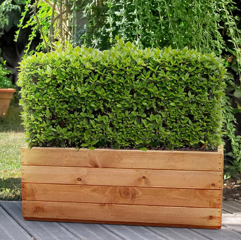 HORTICO Wood Planter Trough for Garden, Outdoor Plant Pot Rectangular Made of Redwood, H30 L76 W28 cm, 62L