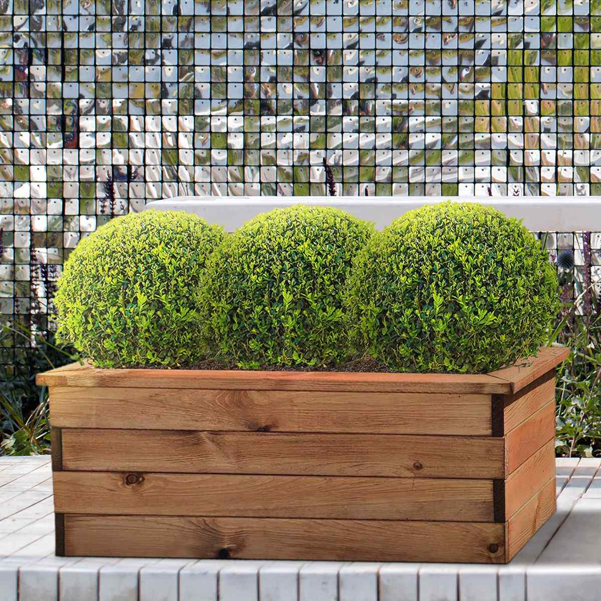HORTICO Wood Planter Trough for Garden, Outdoor Plant Pot Rectangular Made of Redwood, L82 W41 H31.5 cm, 105.9L